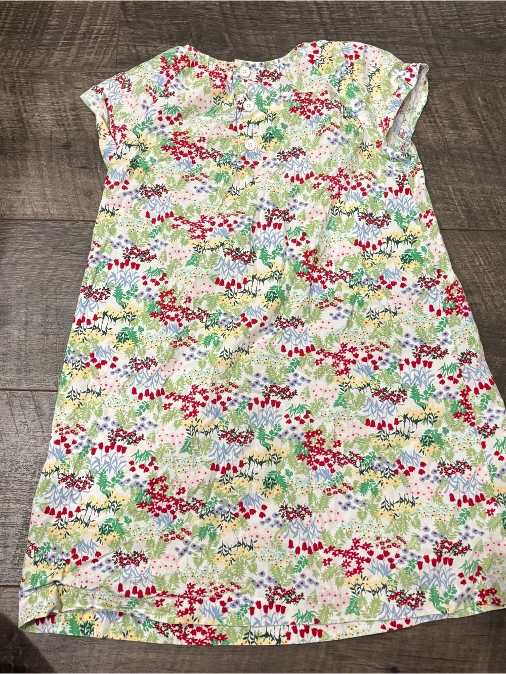 Hanna Andersson White Floral dress with Red & Green Accents